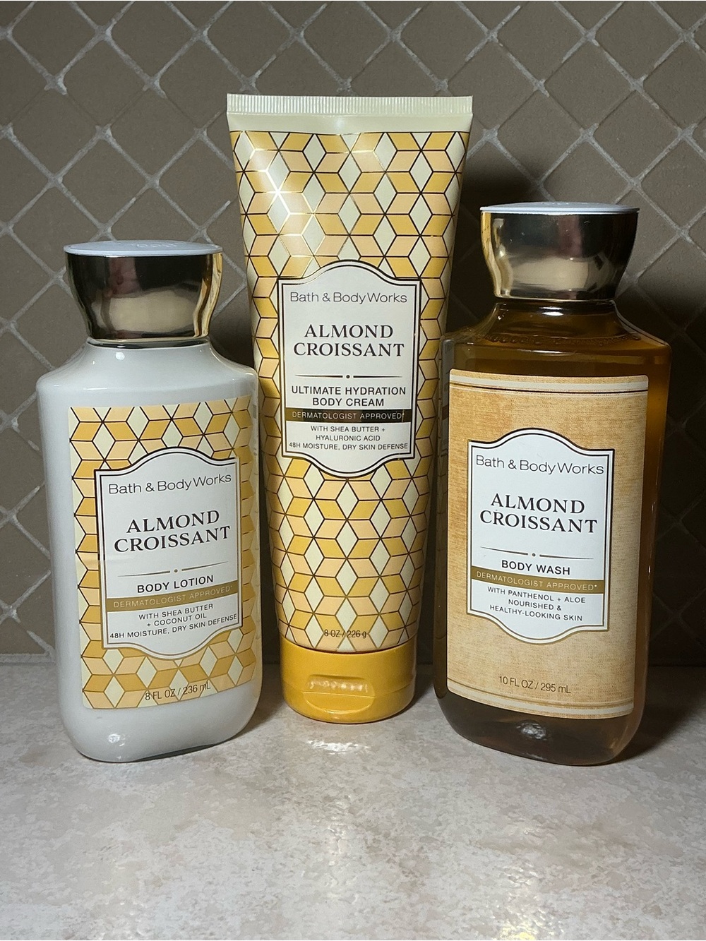 Bath & Body Works Almond Croissant 3 Piece Body Care Set NEW
